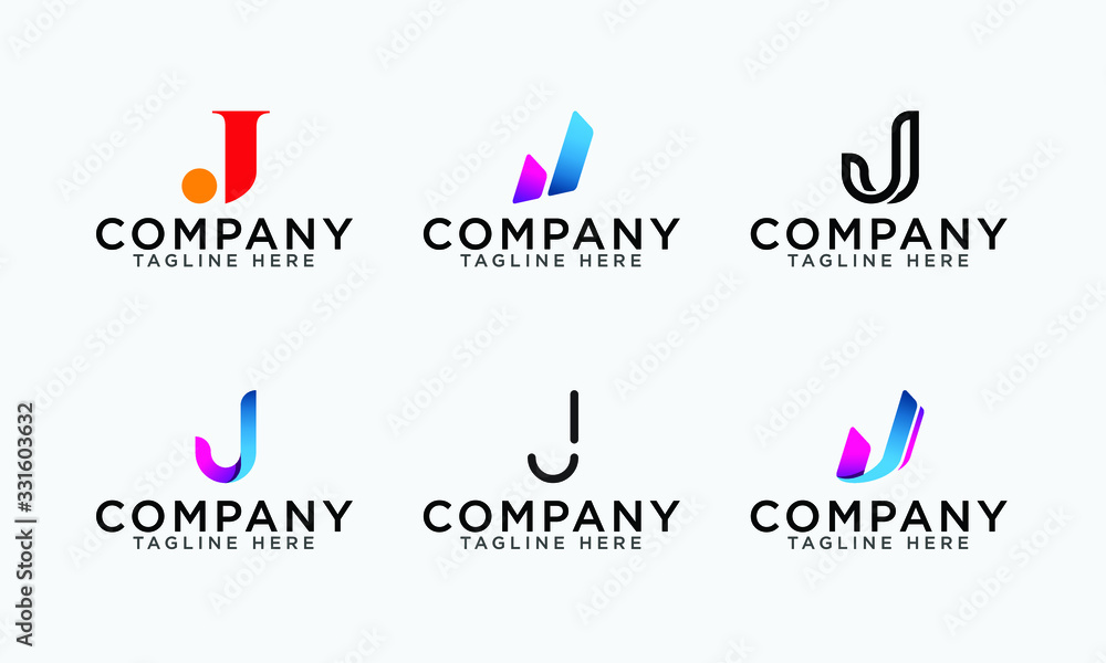 Letter J logo set vector letter logo set template Letter J logo set vector letter logo set template