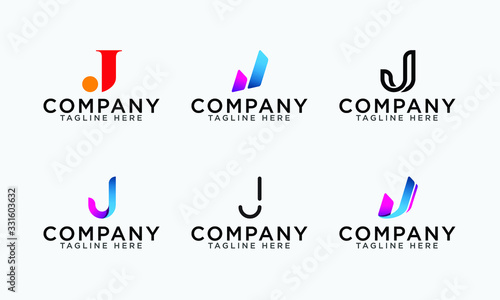 Letter J logo set vector letter logo set template