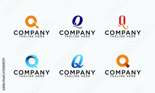 Letter Q logo set abstract vector letter Q logo set template