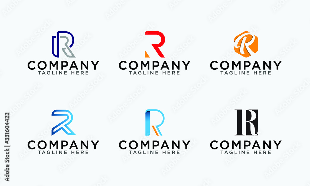 Letter R logo set abstract vector letter R logo set template Letter R logo set abstract vector letter R logo set template