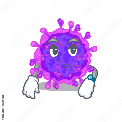 Alpha coronavirus on waiting gesture mascot design style