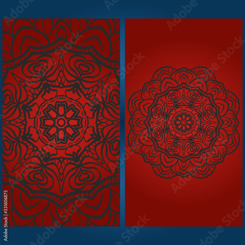 Templates card with mandala design. Vector illustration. For visit card, business, greeting card invitation