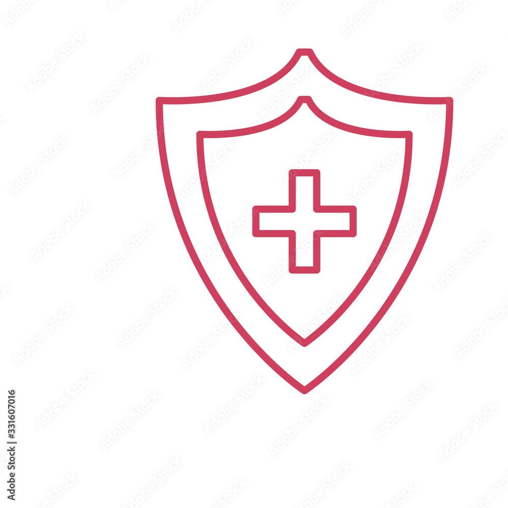 shield with medical cross icon, line style shield with medical cross icon, line style