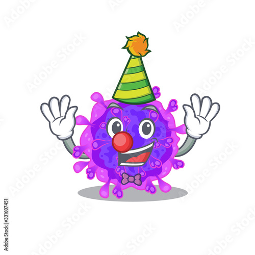 Cute and Funny Clown alpha coronavirus cartoon character mascot style © kongvector