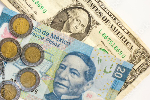 Mexican pesos with U.S. dollar