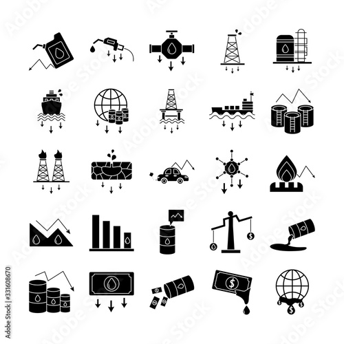 bundle of oil prices set icons