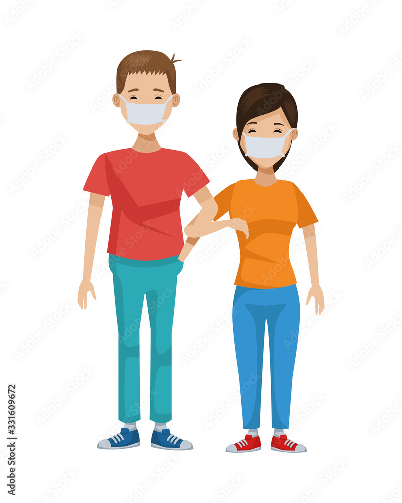 young couple with mouth cap medical accessory