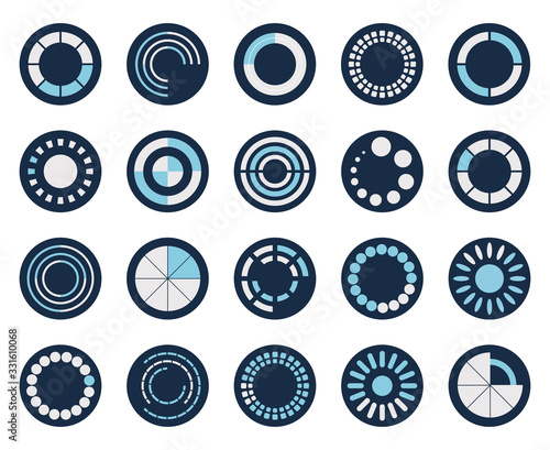 loading circles block style icon set vector design