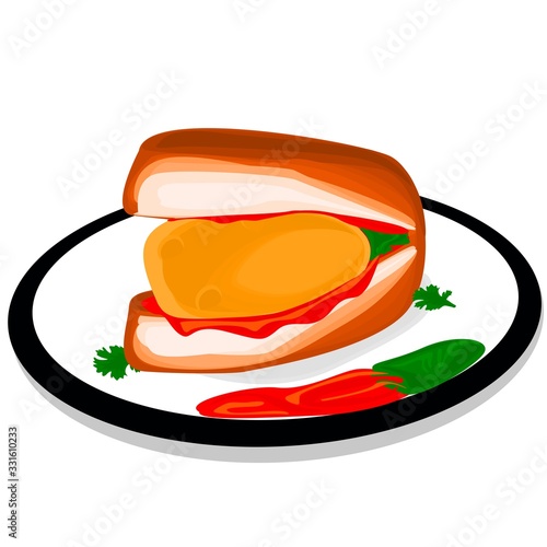 Vadapav indian mumbai street Food Vector	 photo