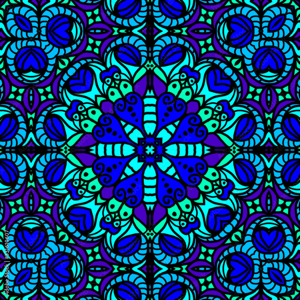 Blue Green Allover Pattern Tile Blue Green Allover Pattern Tile