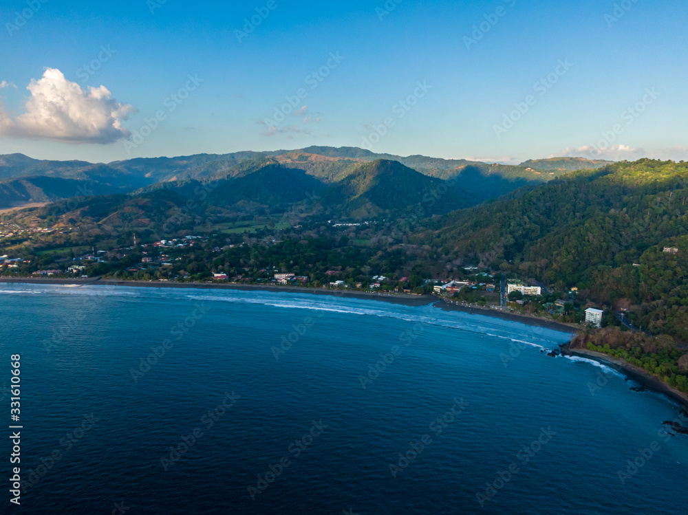 Fototapeta premium Beautiful aerial view of the Beach town of Jaco in Costa Rica