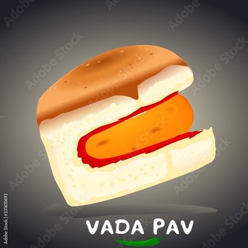 Vadapav indian mumbai street Food Vector