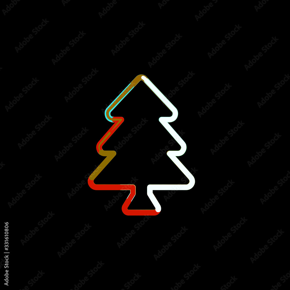 Fototapeta premium Symbol tree from multi-colored circles and stripes. Red, brown, blue, white