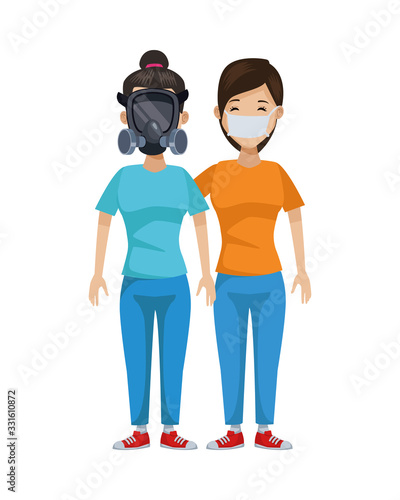 young girls with mouth cap and mask