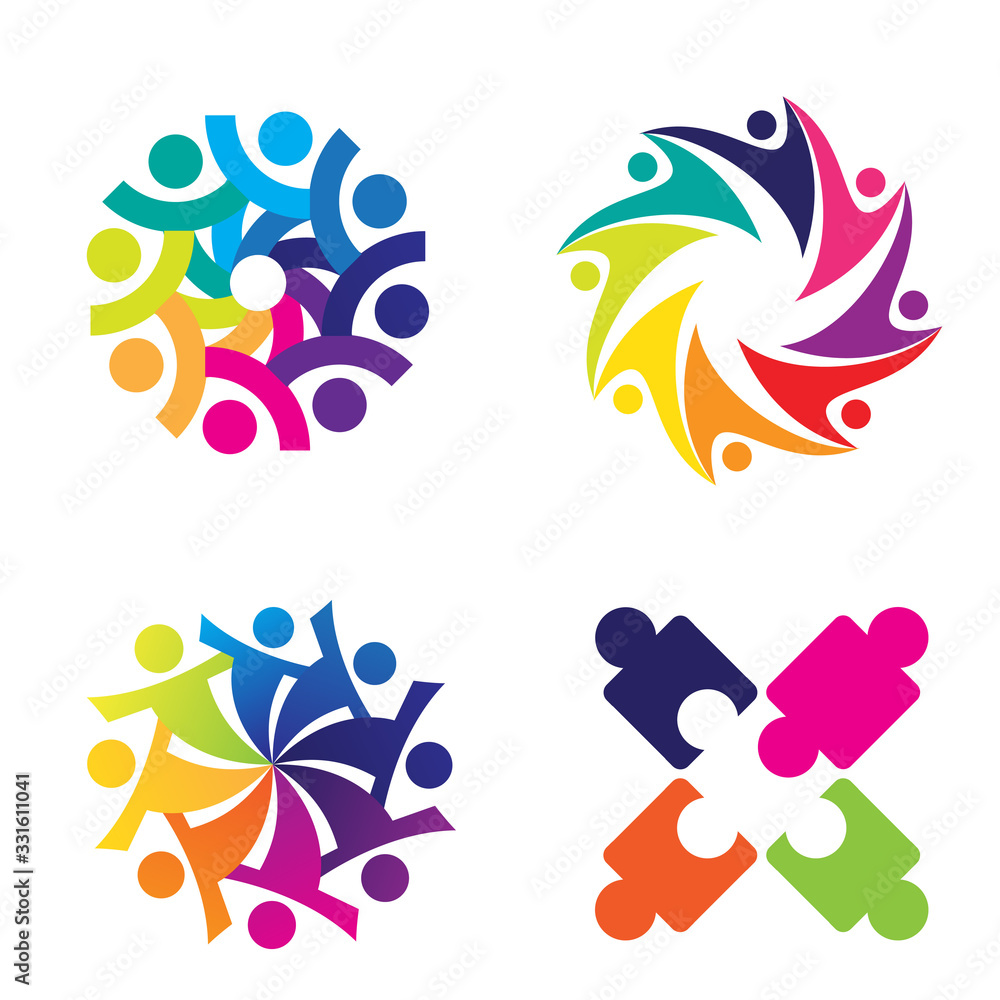 Community colorful theme icon set clip art design Community colorful theme icon set clip art design