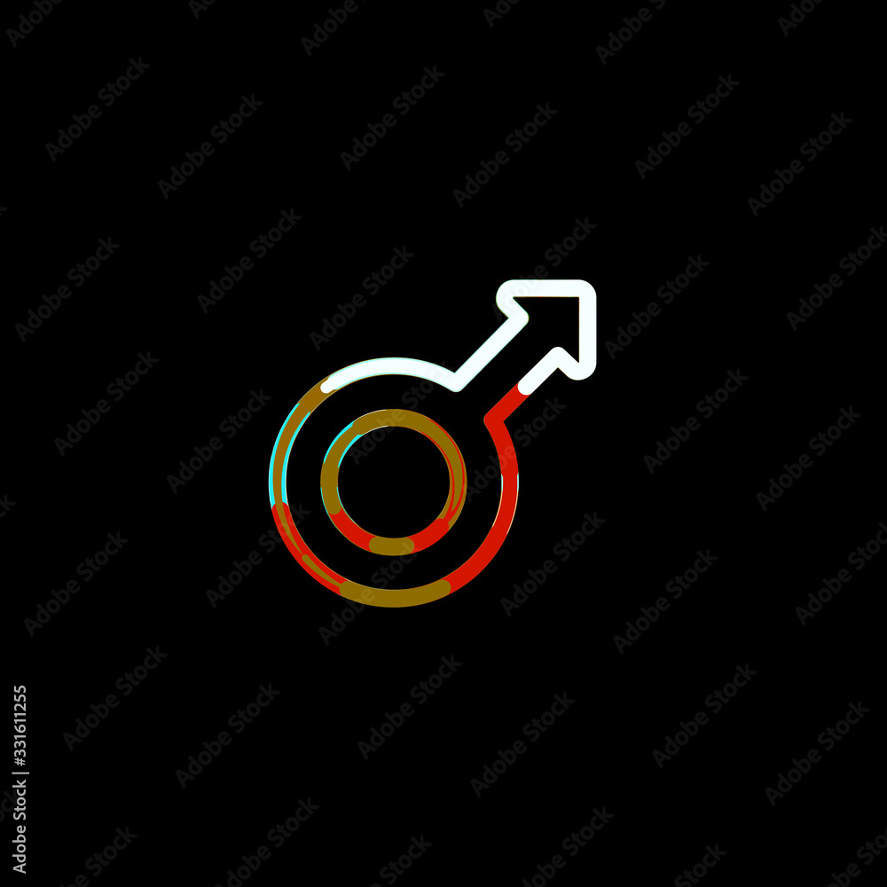 Symbol mars from multi-colored circles and stripes. Red, brown, blue, white Symbol mars from multi-colored circles and stripes. Red, brown, blue, white