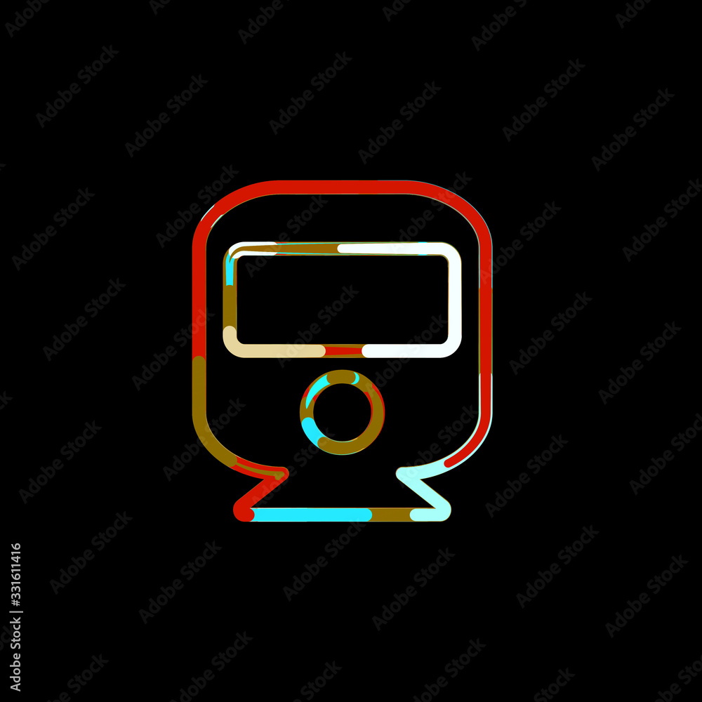 Symbol train from multi-colored circles and stripes. Red, brown, blue, white Symbol train from multi-colored circles and stripes. Red, brown, blue, white