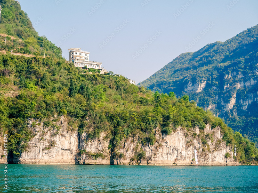 Three Gorges Tribe Scenic Spot along the Yangtze River; located in the Xiling Gorge of Three Gorges, Yichang, Hubei, China