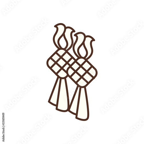 Ramadan ketupat line style icon vector design