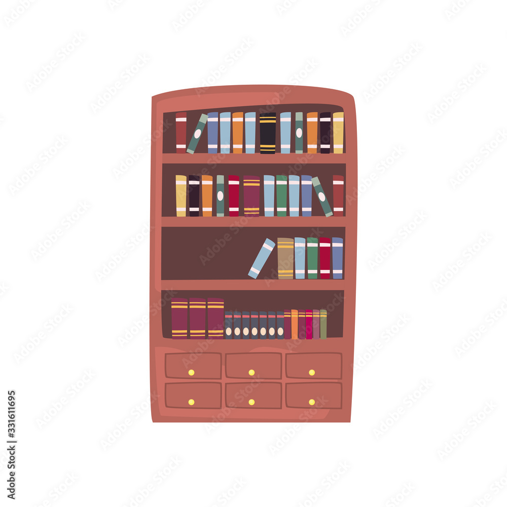Isolated home furniture with books flat style icon vector design Isolated home furniture with books flat style icon vector design