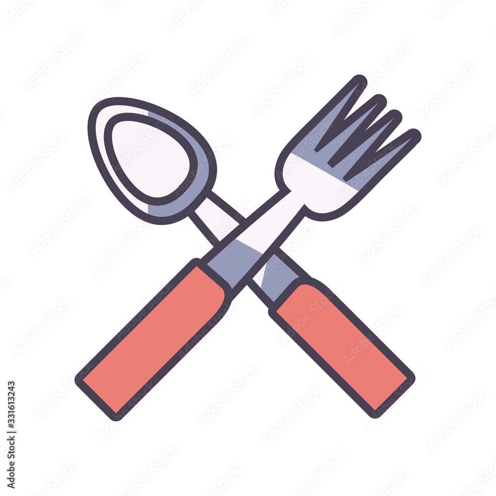 Isolated spoon and fork line and fill style icon vector design Isolated spoon and fork line and fill style icon vector design