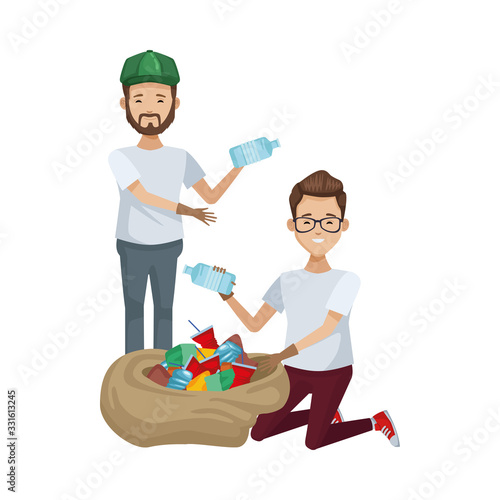 environmentalists men recycling avatars characters