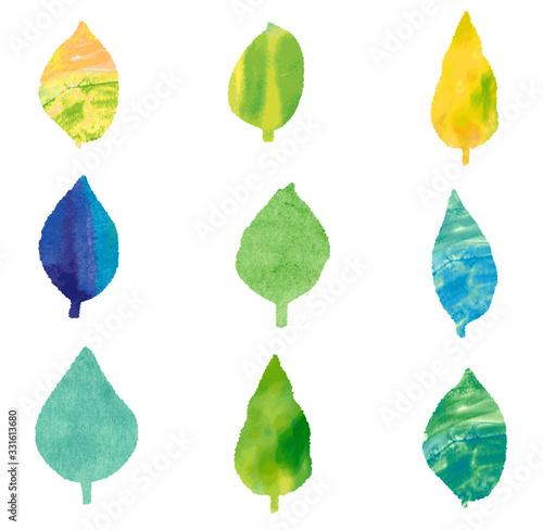 Vector set of the picture in watercolors style leaf（水彩風の葉っぱベクター画像）