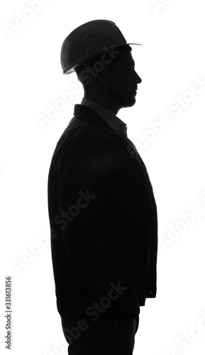 Silhouette of male engineer on white background © Pixel-Shot