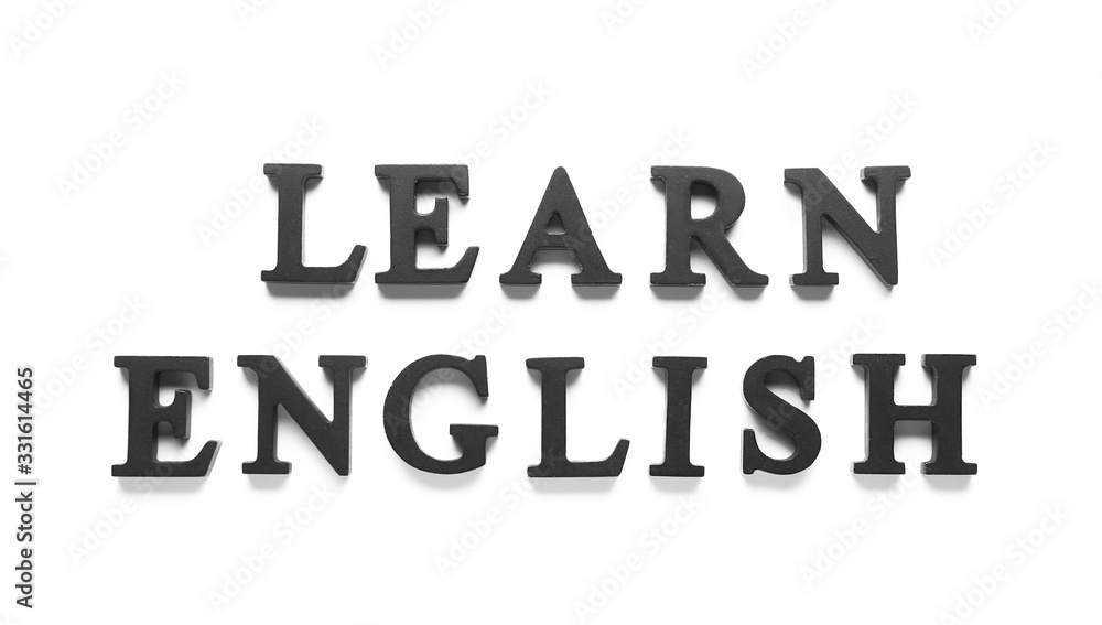 Text LEARN ENGLISH on white background Text LEARN ENGLISH on white background