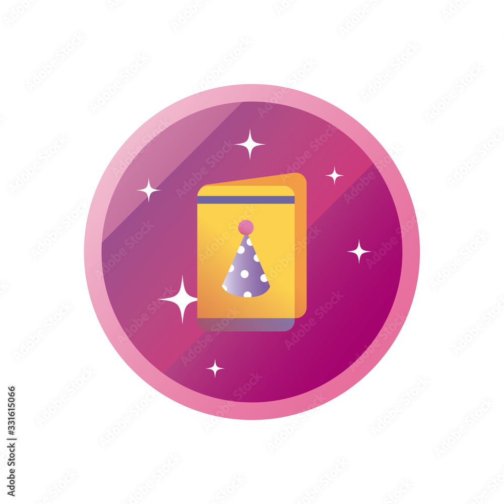 Party card with hat gradient style icon vector design Party card with hat gradient style icon vector design