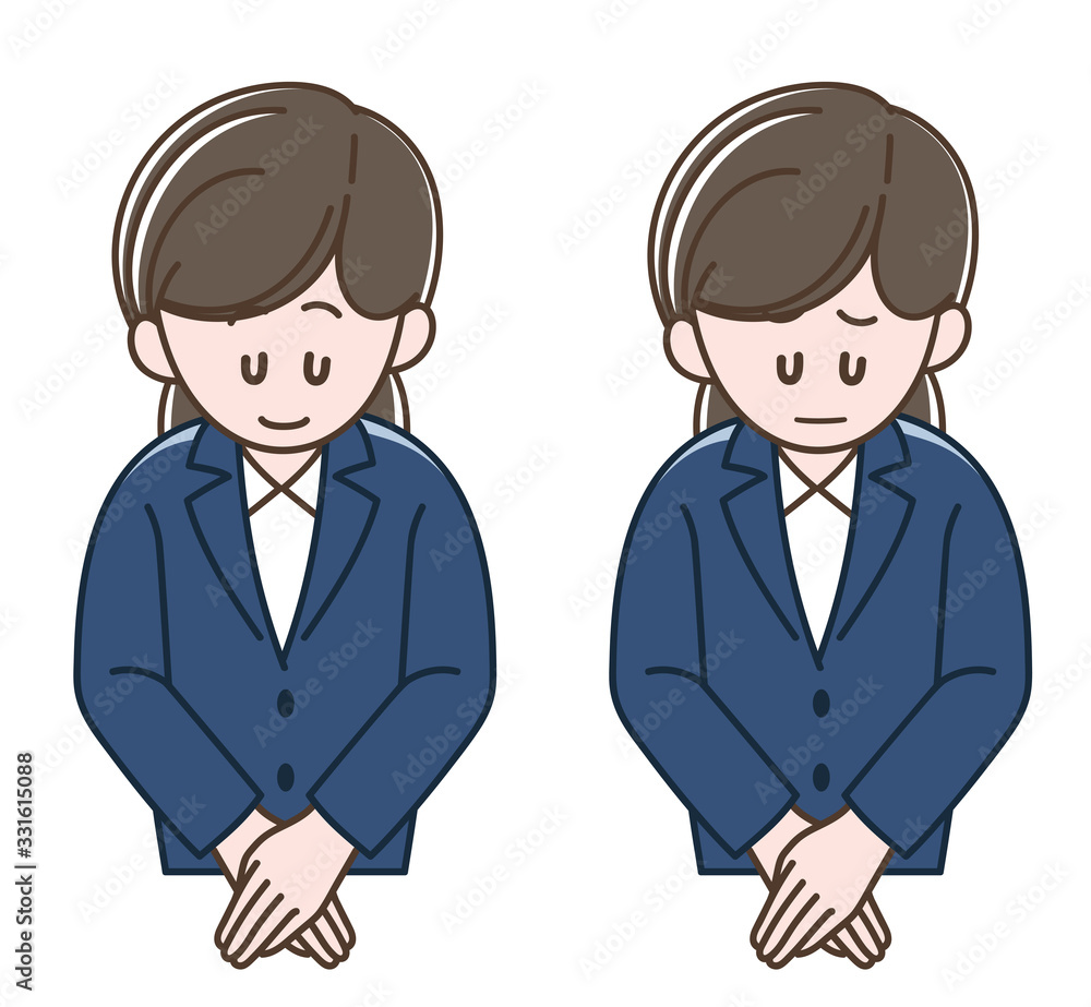 Illustration of the woman bowing, Vector illustration set Illustration of the woman bowing, Vector illustration set