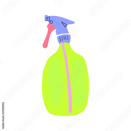 Hand drawn sprayer for home working, farm, garden, country time, spring, summer, flowers care design.