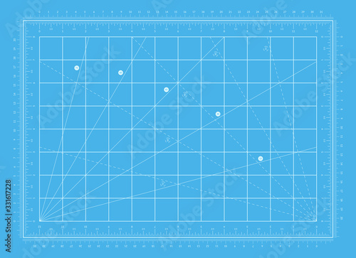 Self healing cutting mat with both an imperial and a metric scale grid