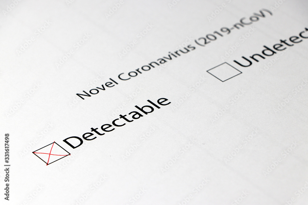 Disease detection report of Coronavirus or Covid-19, the results is Detectable. Meaning is an infected patient. Disease detection report of Coronavirus or Covid-19, the results is Detectable. Meaning is an infected patient.