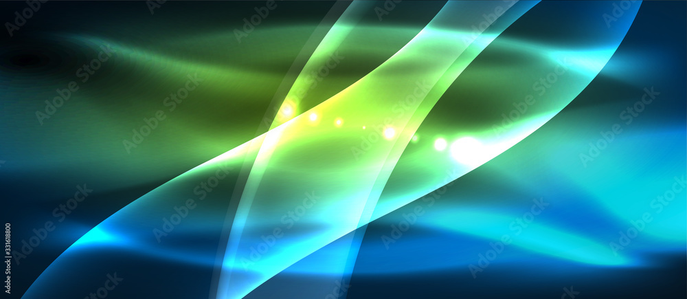 Abstract background. Shiny design neon waves with light effects, techno trendy design. Vector Illustration For Wallpaper, Banner, Background, Card, Book Illustration, landing page Abstract background. Shiny design neon waves with light effects, techno trendy design. Vector Illustration For Wallpaper, Banner, Background, Card, Book Illustration, landing page