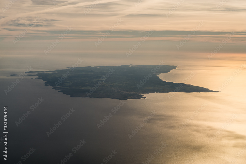 Fototapeta premium Island of Menorca - aerial view during sunset - overview