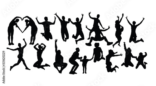 Happy Jumping Silhouettes, art vector design