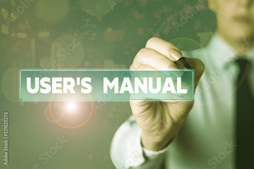 Word writing text User Manual. Business photo showcasing Contains all essential information of the product photo