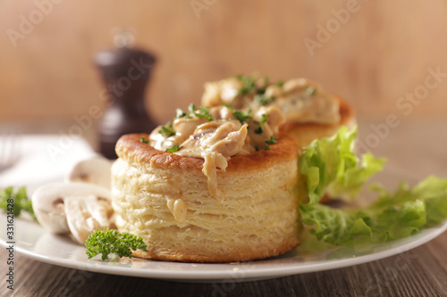 french puff pastry filling with chicken, cream and mushroom- vol au vent