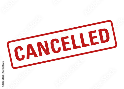 Red cancelled stamp label flat vector icon for apps and websites photo