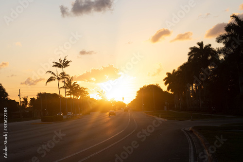 sunset on the road