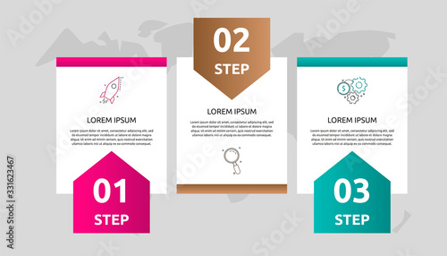 Vector template shape infographics. Business concept with 3 arrows and icons. Three steps for content, flowchart, timeline, levels
