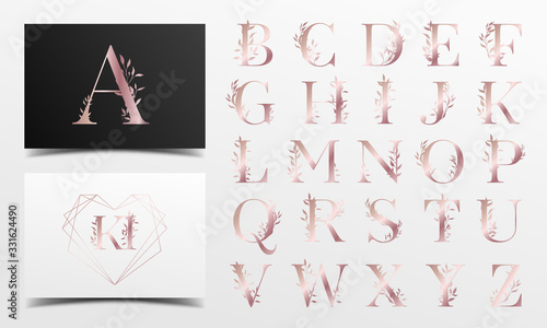 Beautiful rose gold alphabet collection