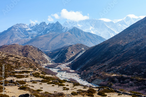 Trekking to Everst Base Camp, Lhotse peak view, Nepal photo