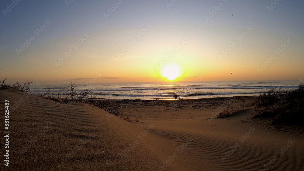 Sun rising over the Pacific Ocean