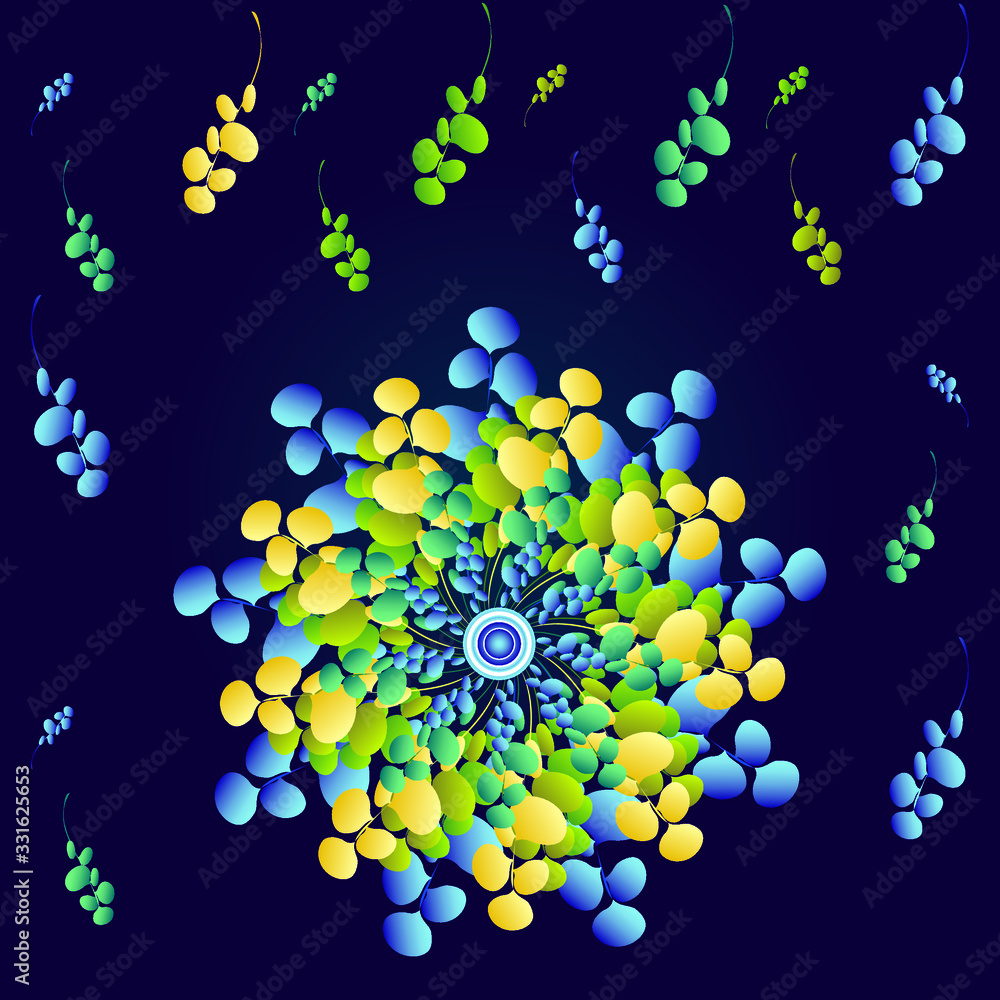 round leave floral flower round leave floral flower
