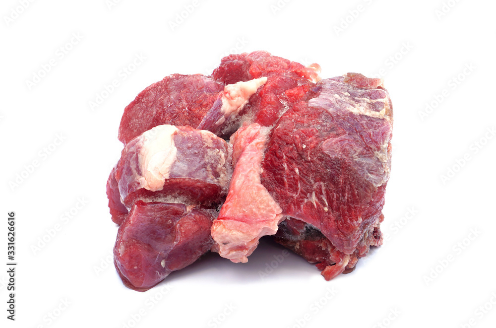 raw beef meat, raw meat isolated on white background - clipping path.