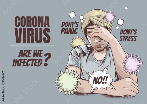 Pictures of men who are stressed About the news coronavirus.