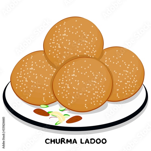 Churma Ladoo indian Rajasthani Food Vector