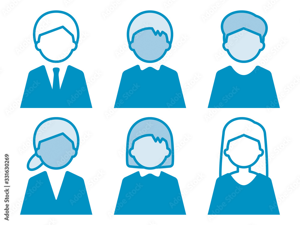 シンプルな男女の人物シルエットアイコンセット 青 Stock Vector Adobe Stock シンプルな男女の人物シルエットアイコンセット 青 Stock Vector Adobe Stock